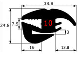 Perfil goma EPDM para contorno cristal, utilizable en sectores como automoción, naval, agrícola e industrial general